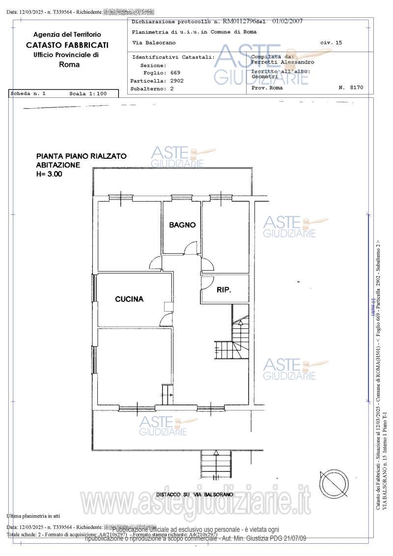 Planimetria del bene