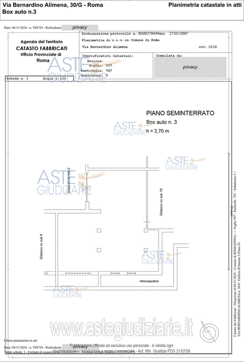 Planimetria del bene