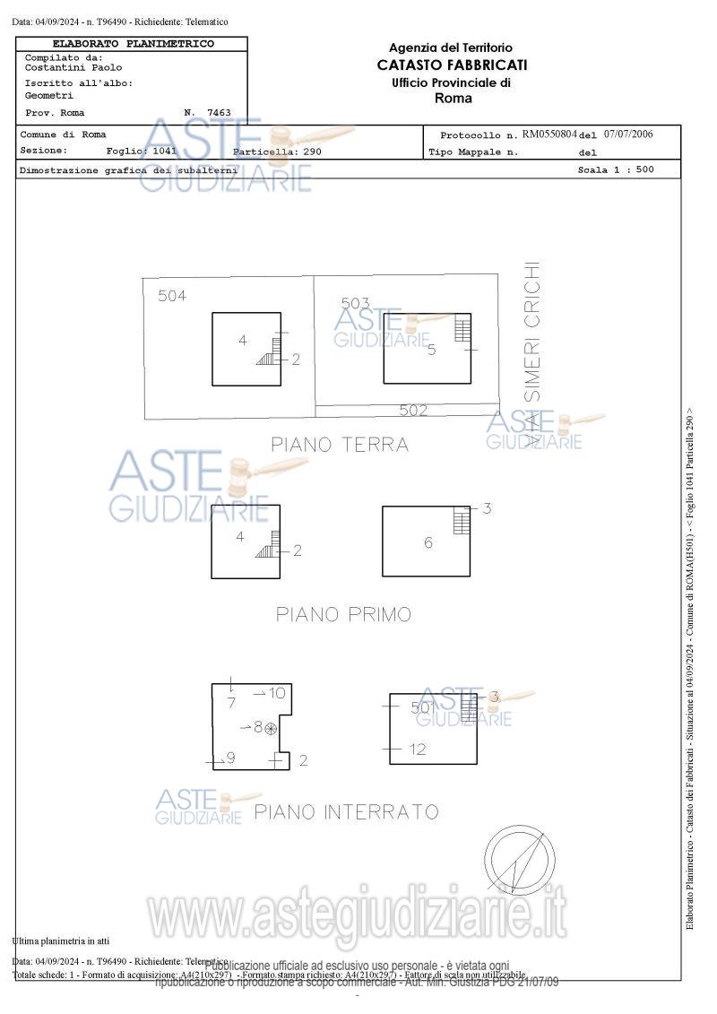 Planimetria del bene