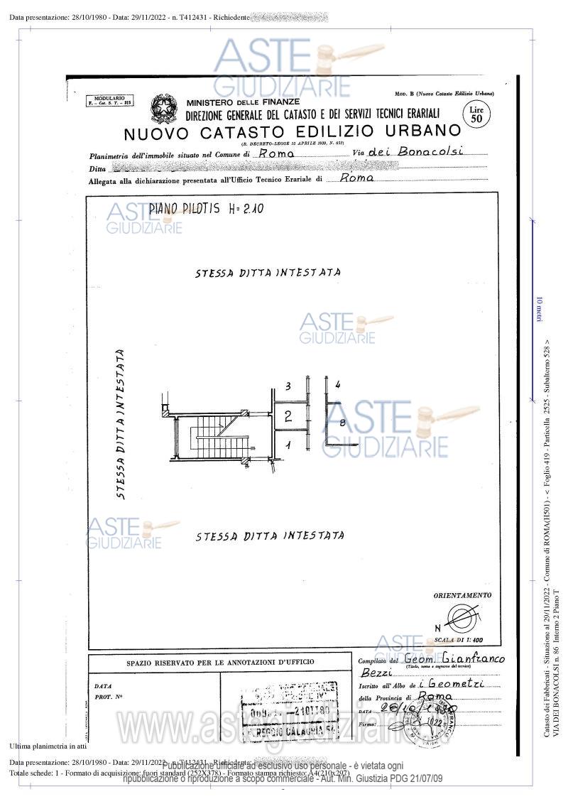 Planimetria del bene