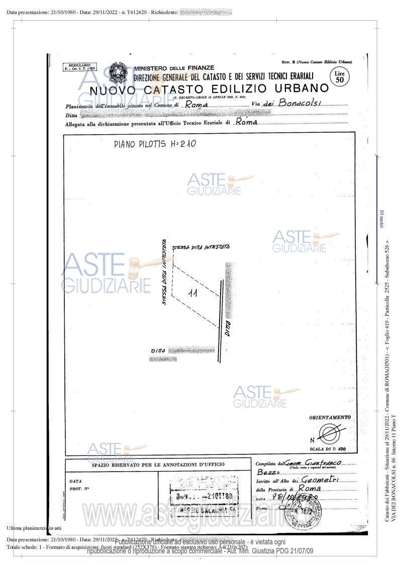 Planimetria del bene