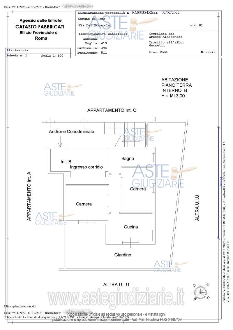 Planimetria del bene