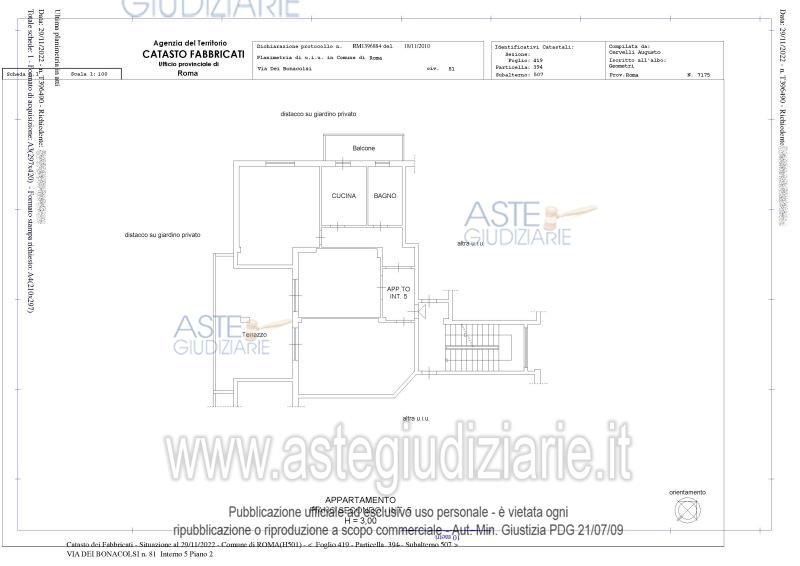 Planimetria del bene