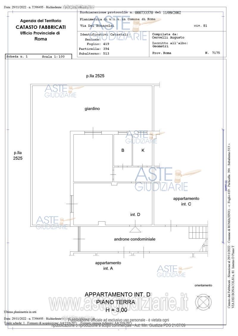 Planimetria del bene
