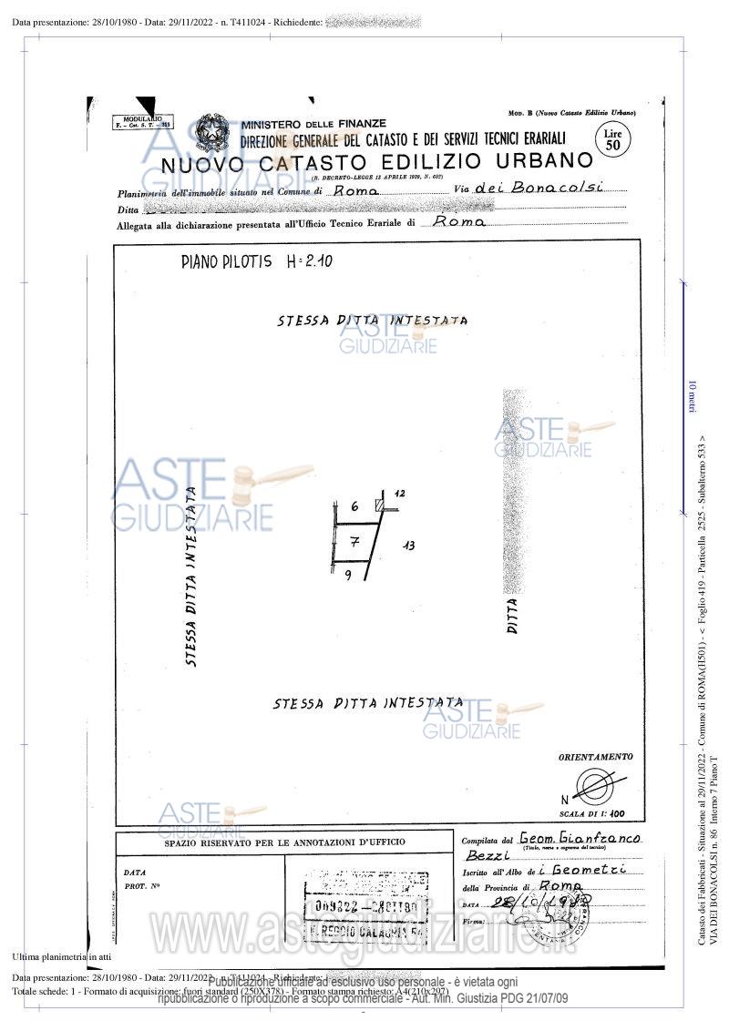 Planimetria del bene