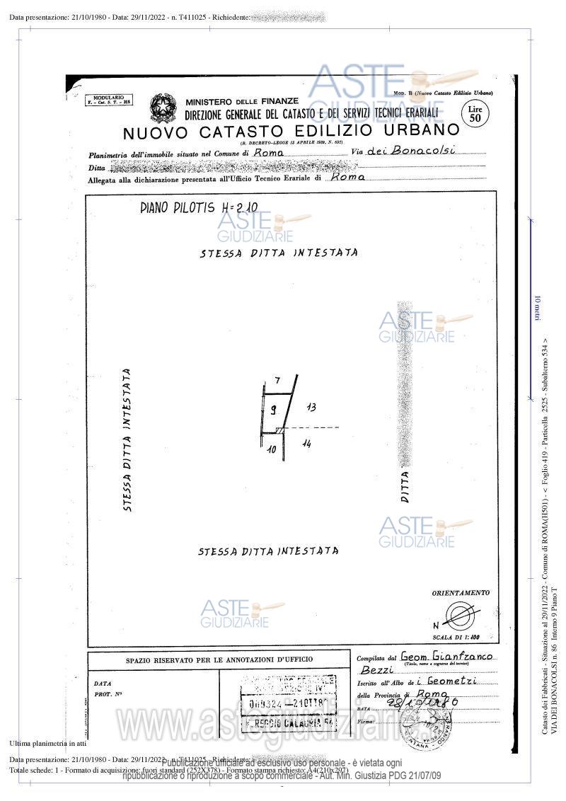 Planimetria del bene