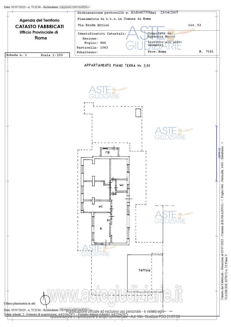 Planimetria del bene