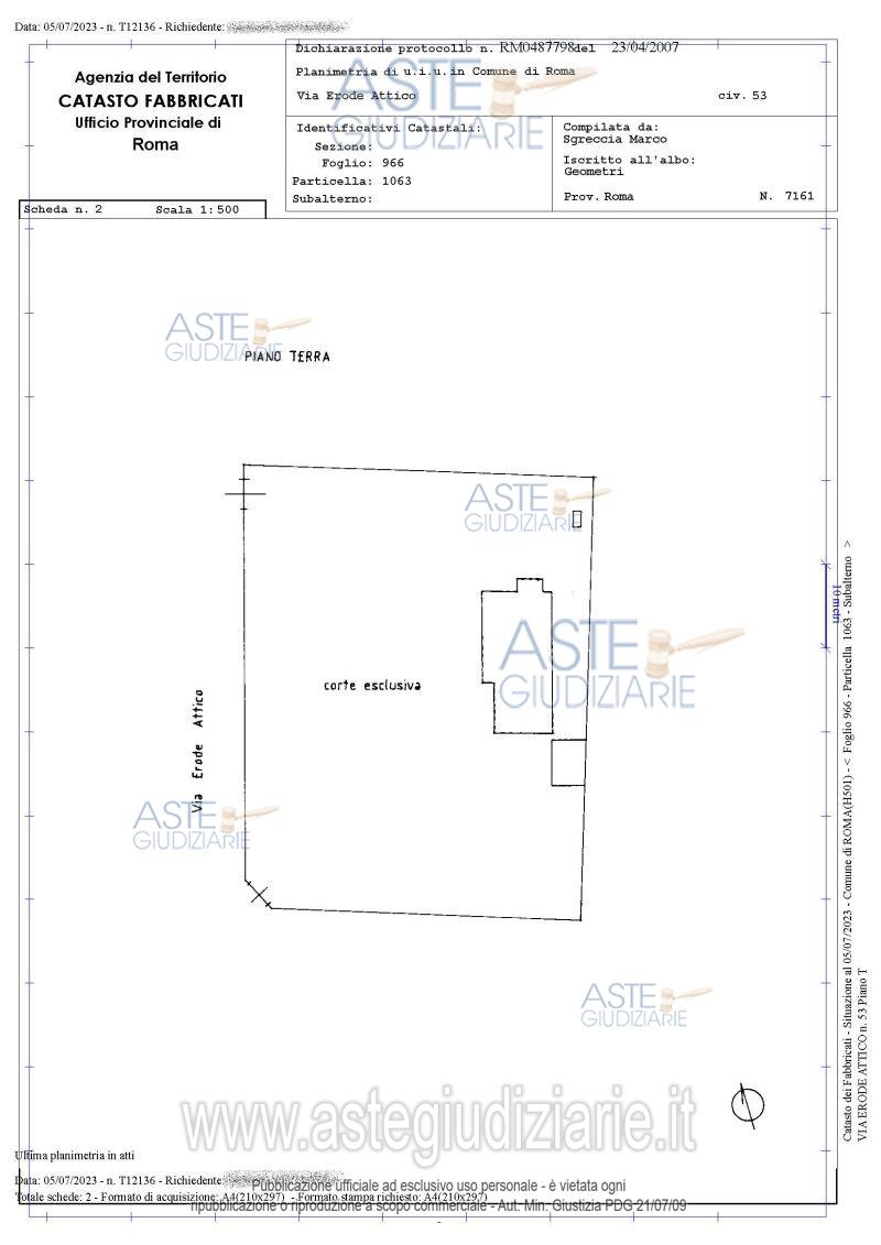 Planimetria del bene