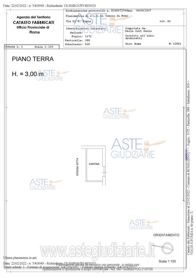 Planimetria del bene