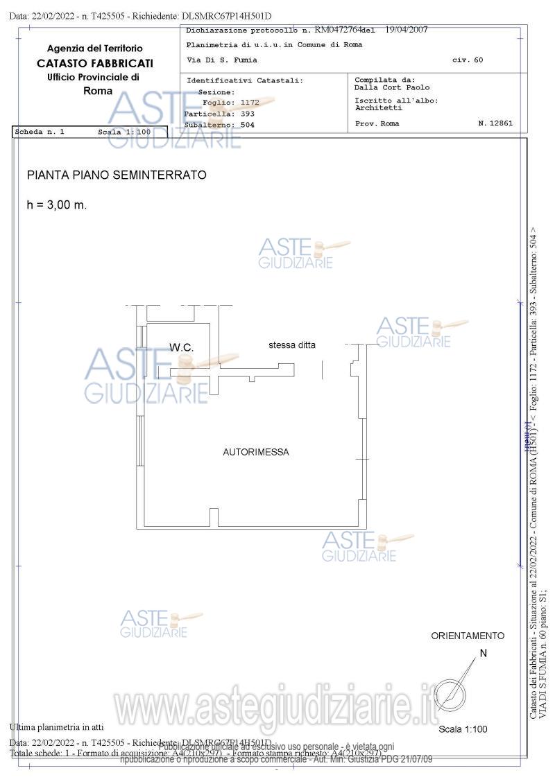 Planimetria del bene