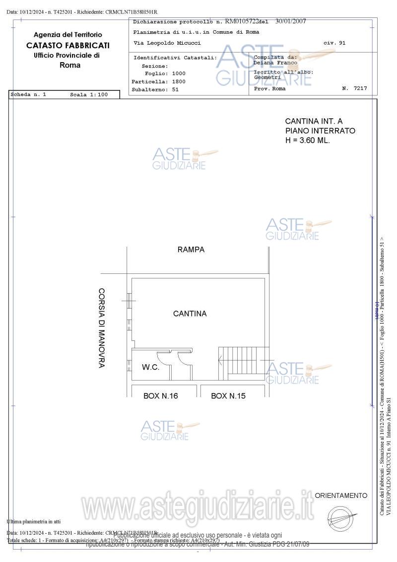 Planimetria del bene