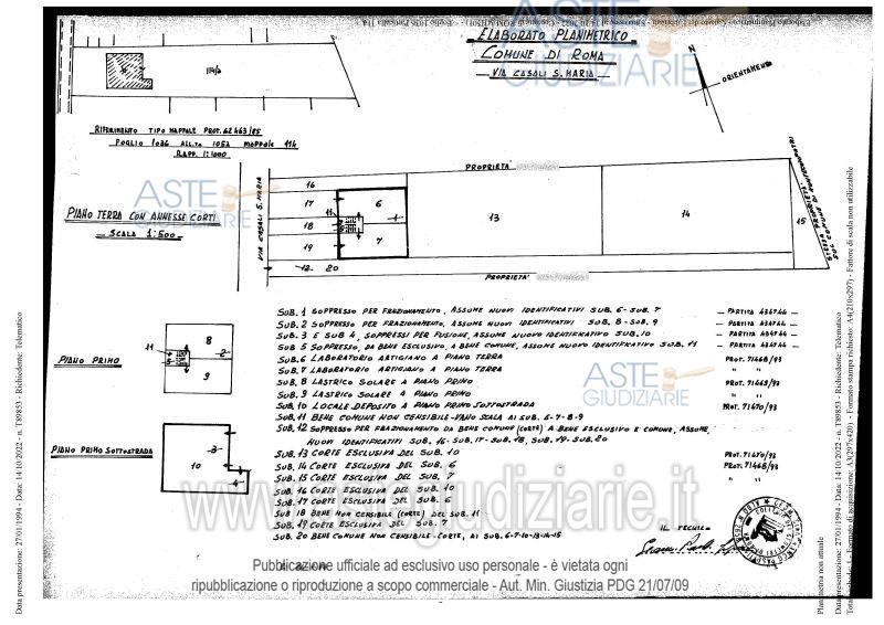 Planimetria del bene