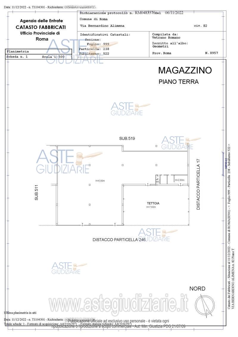 Planimetria del bene