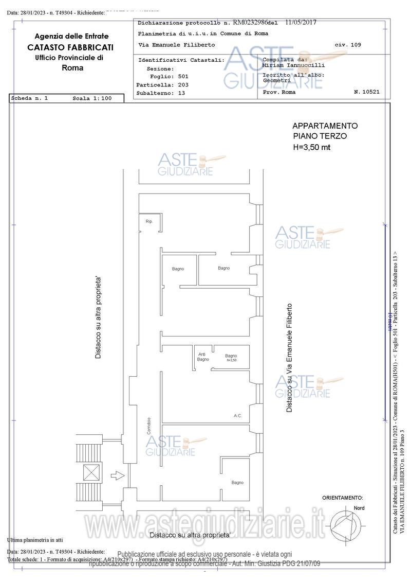 Planimetria del bene