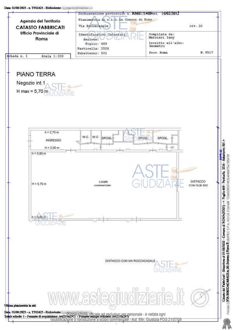 Planimetria del bene