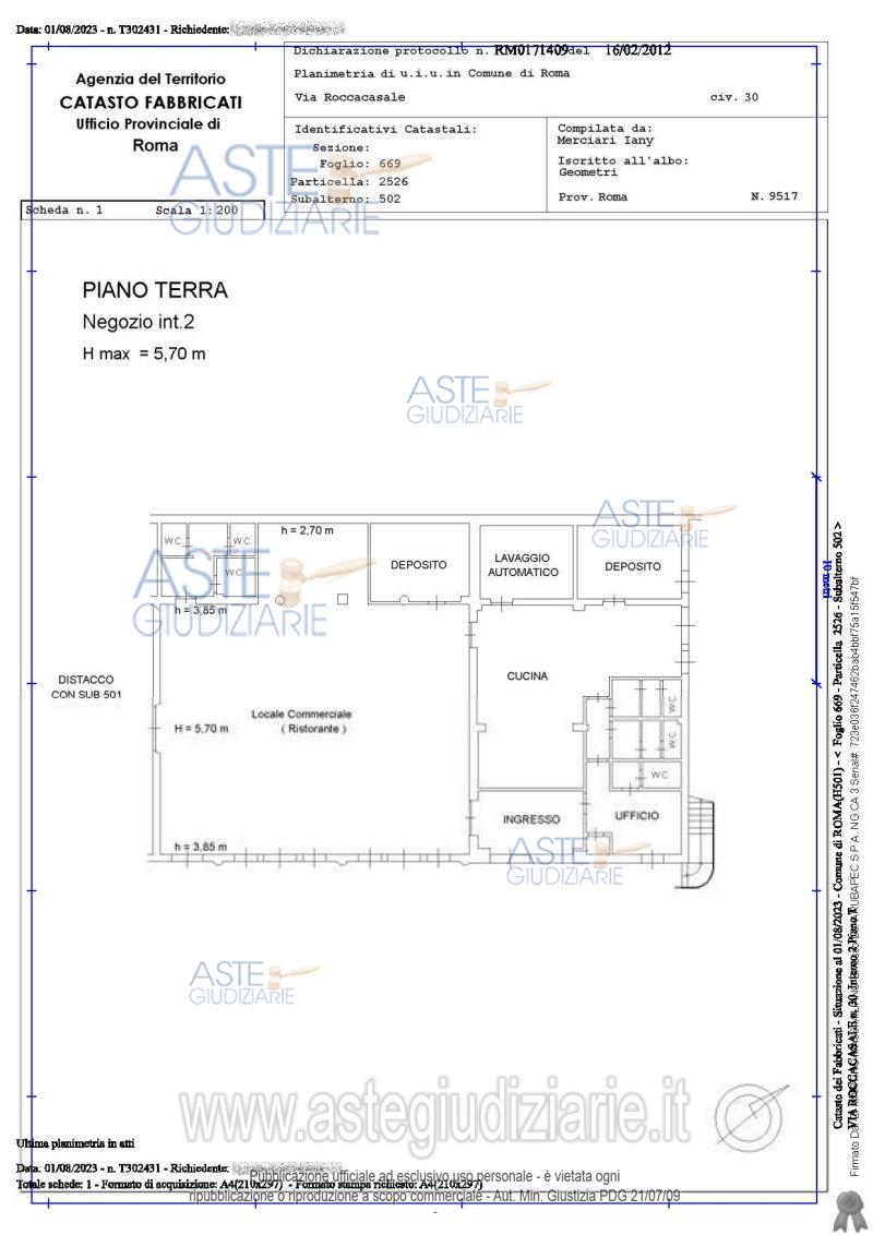 Planimetria del bene