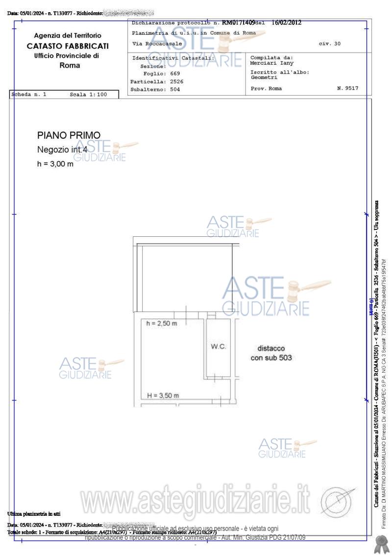 Planimetria del bene