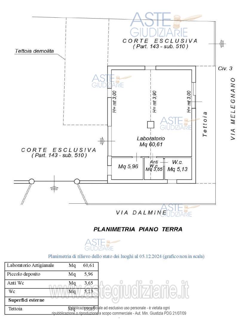 Planimetria del bene