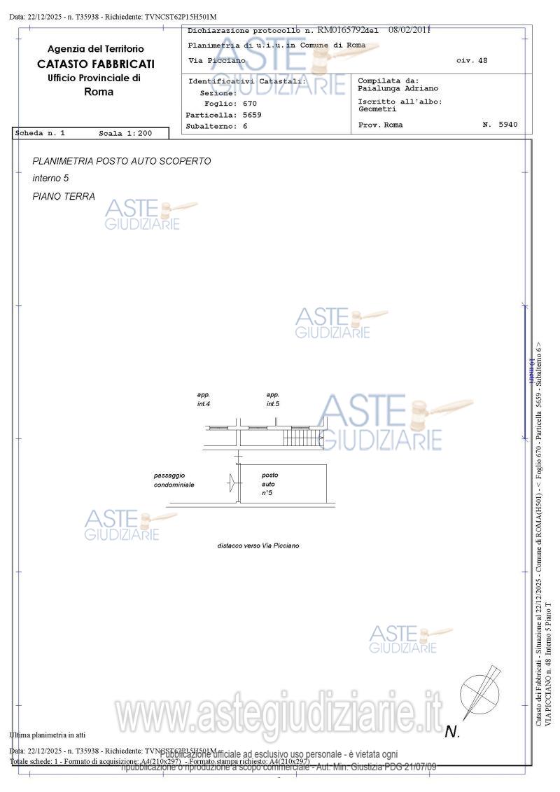 Planimetria del bene