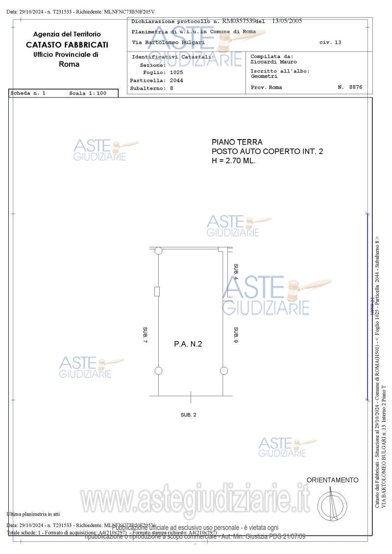 Planimetria del bene
