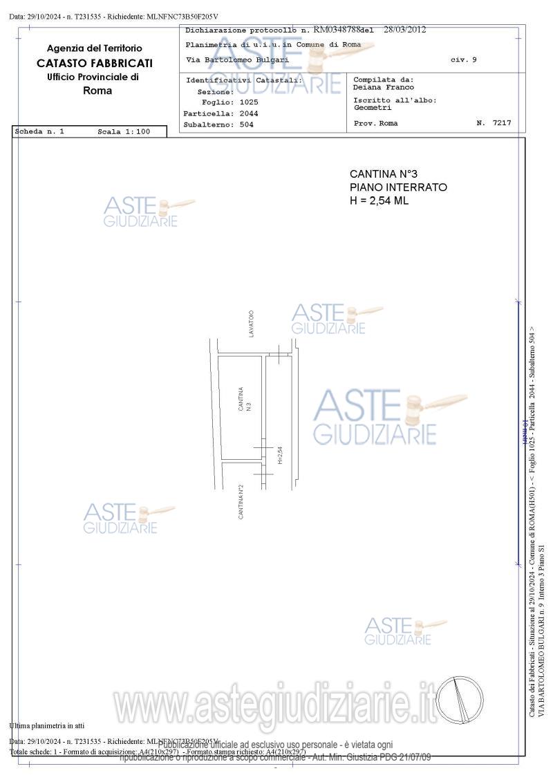 Planimetria del bene