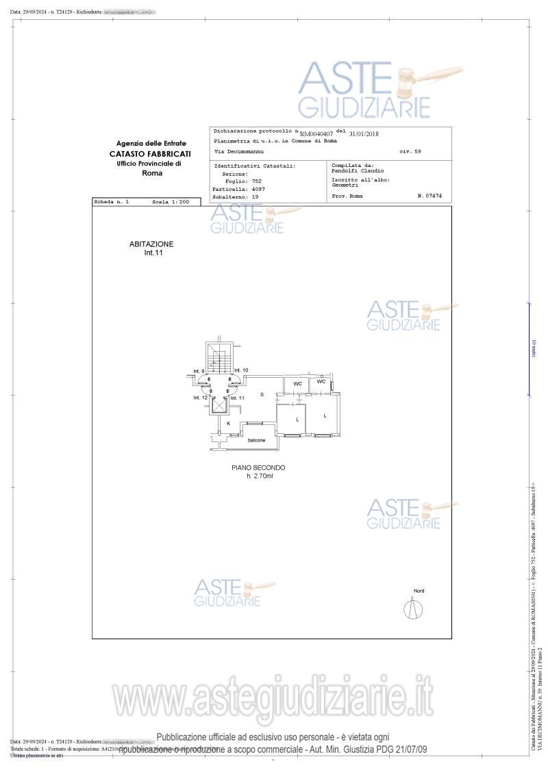 Planimetria del bene
