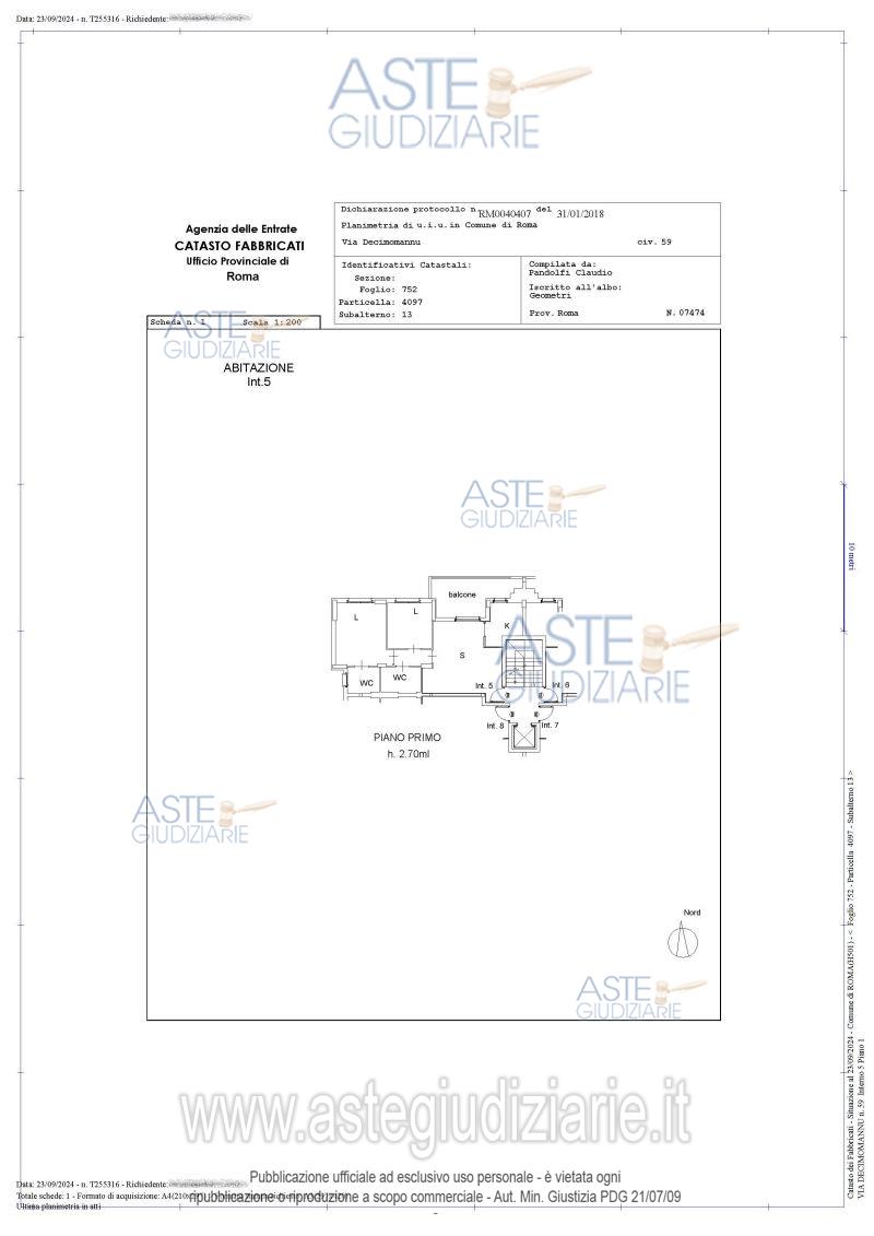 Planimetria del bene