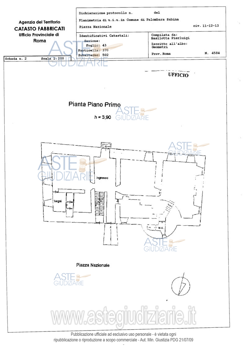 Planimetria del bene