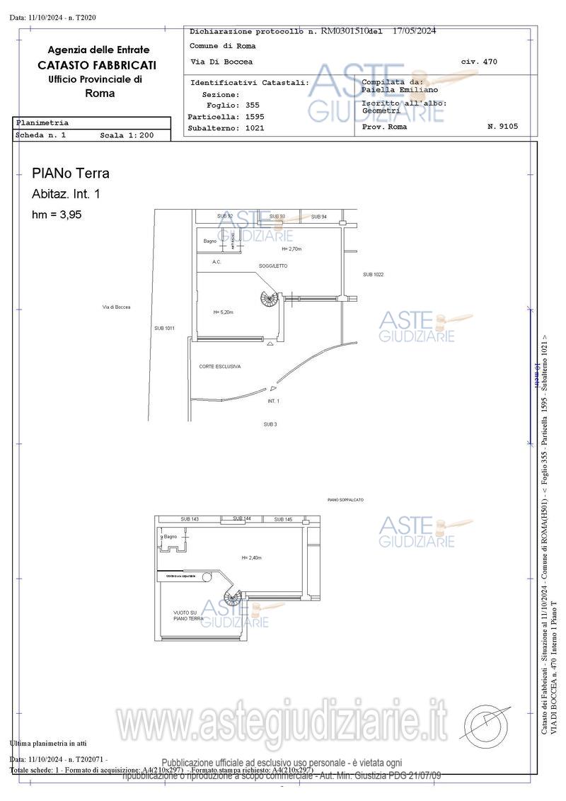 Planimetria del bene