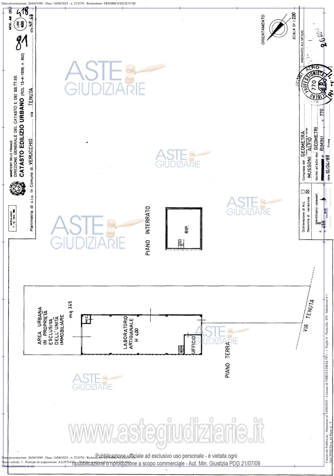 Planimetria del bene