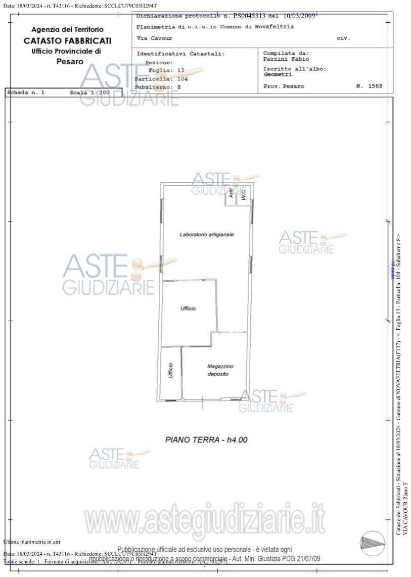 Planimetria del bene