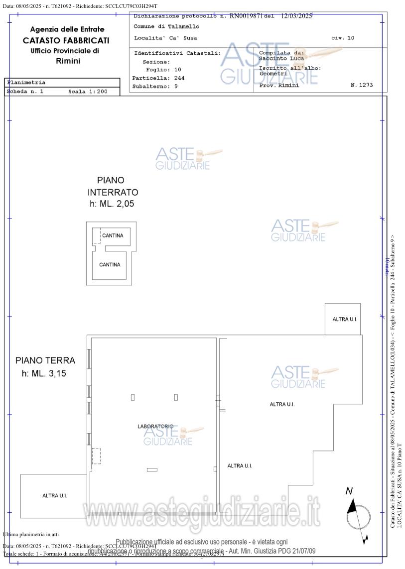 Planimetria del bene