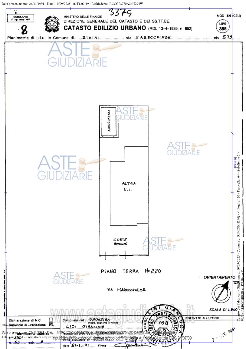 Planimetria del bene