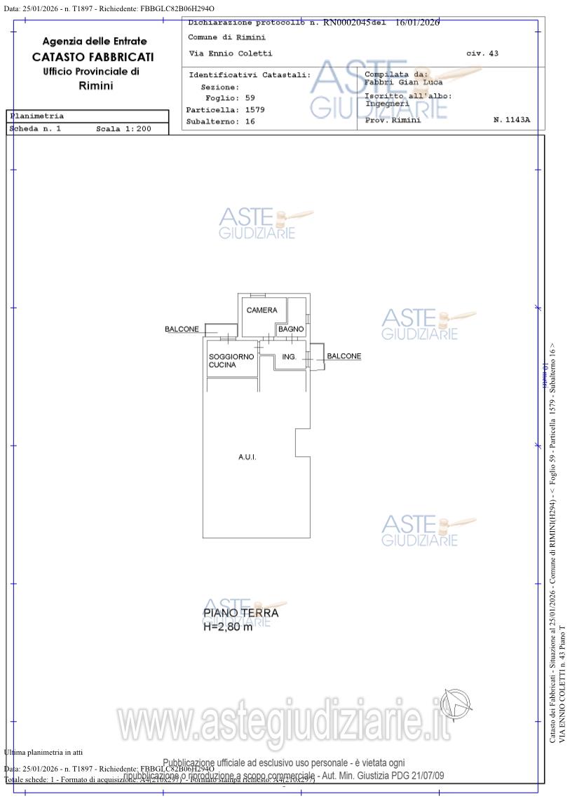 Planimetria del bene