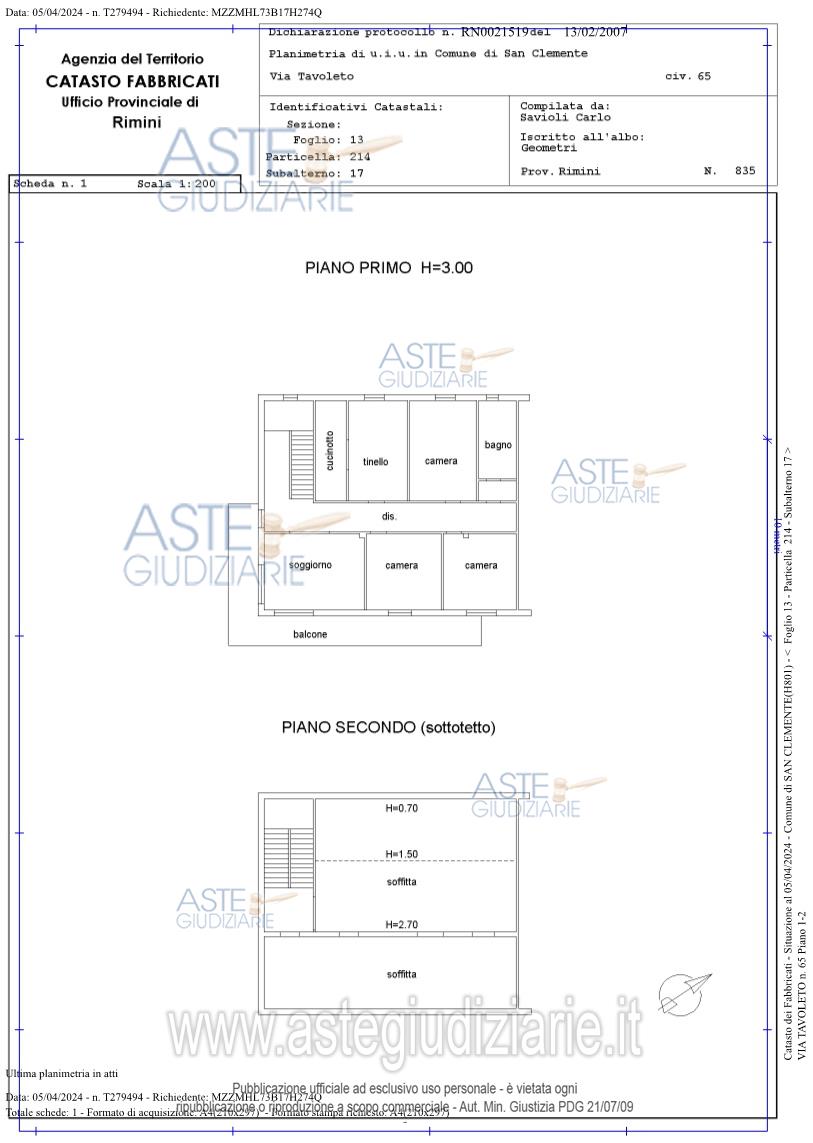 Planimetria del bene