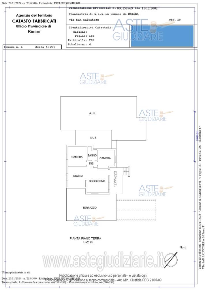 Planimetria del bene