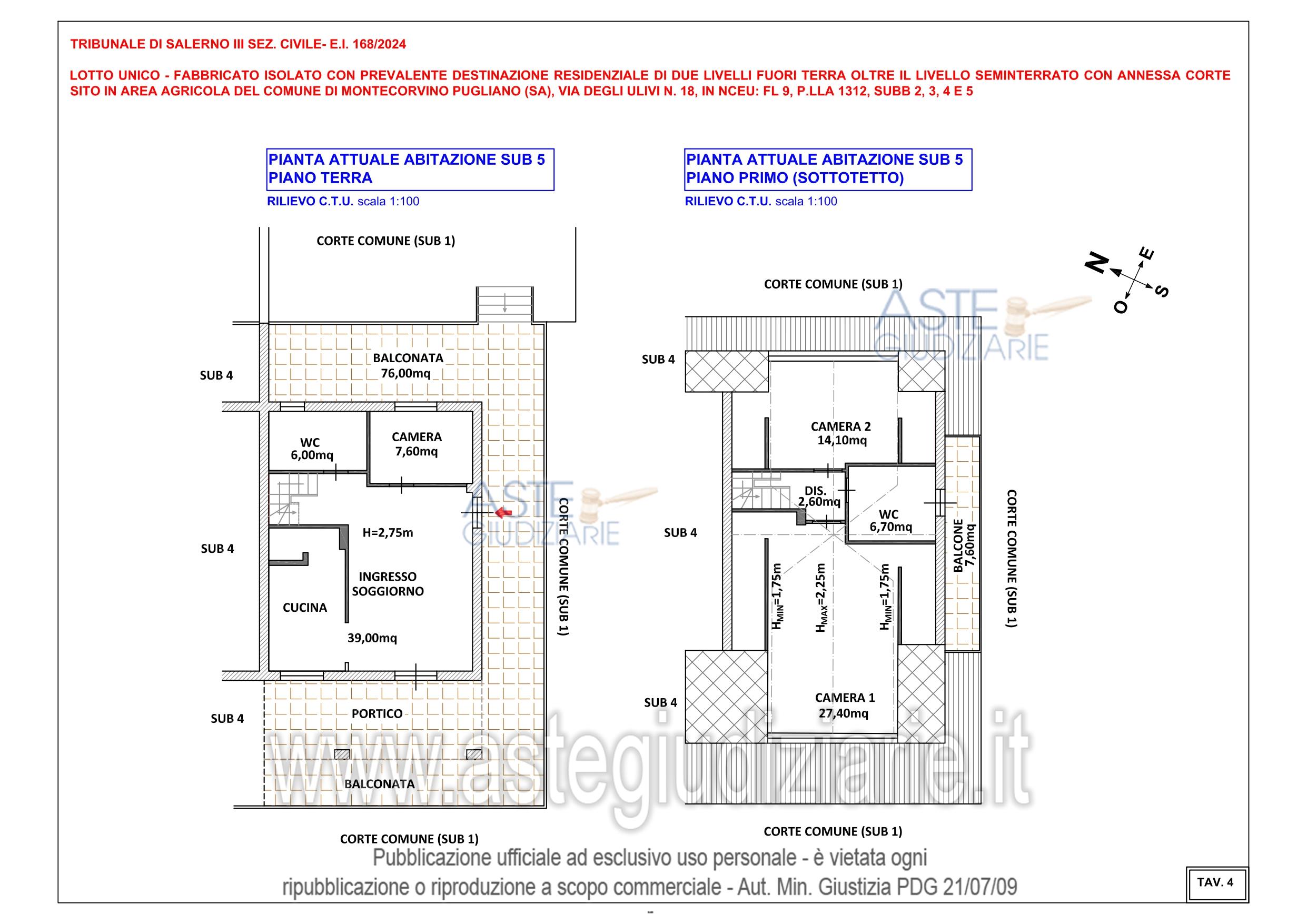 Planimetria del bene