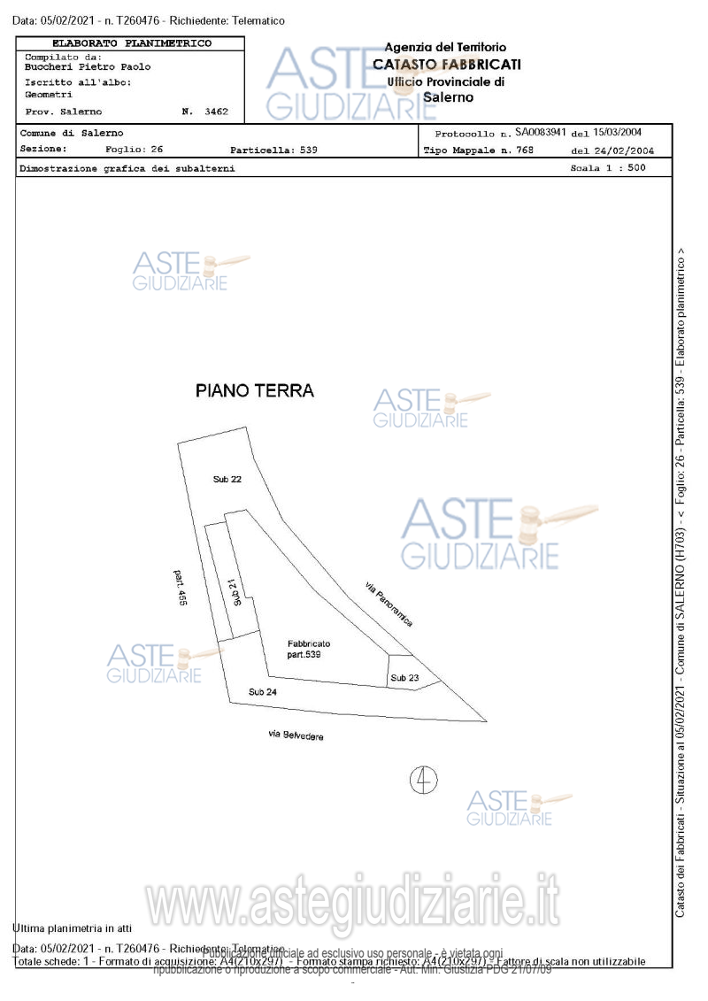 Planimetria del bene
