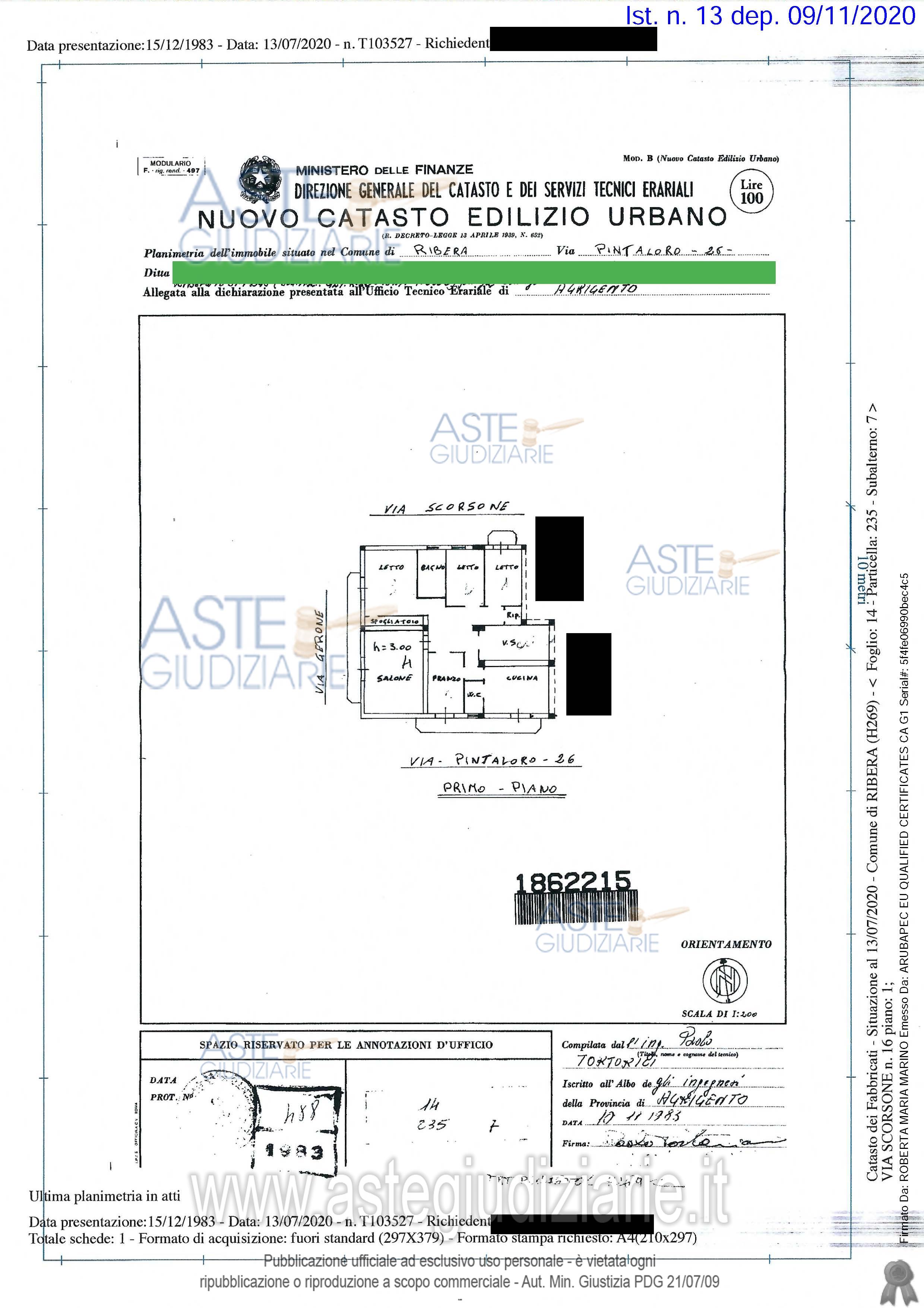 Planimetria del bene