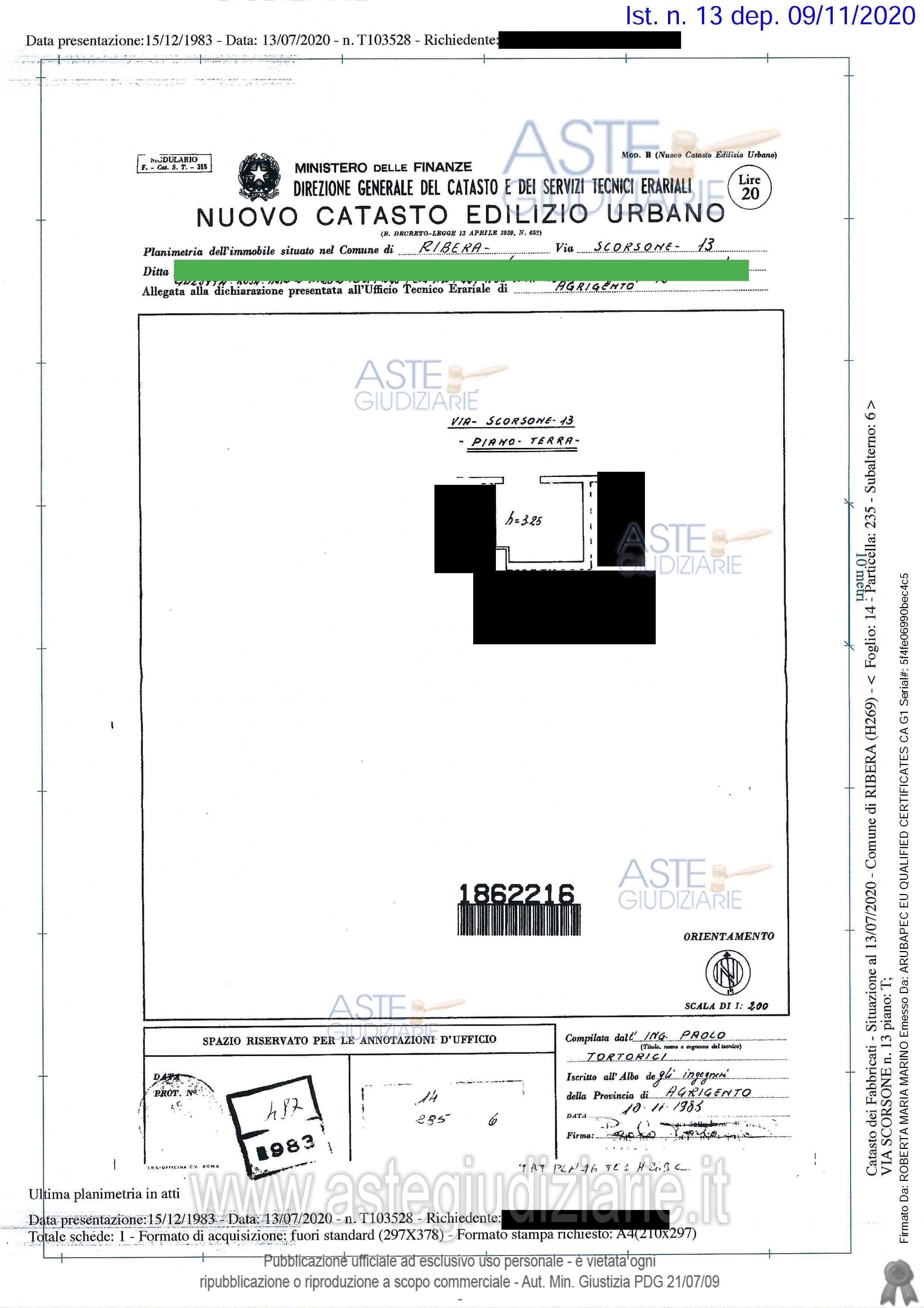 Planimetria del bene