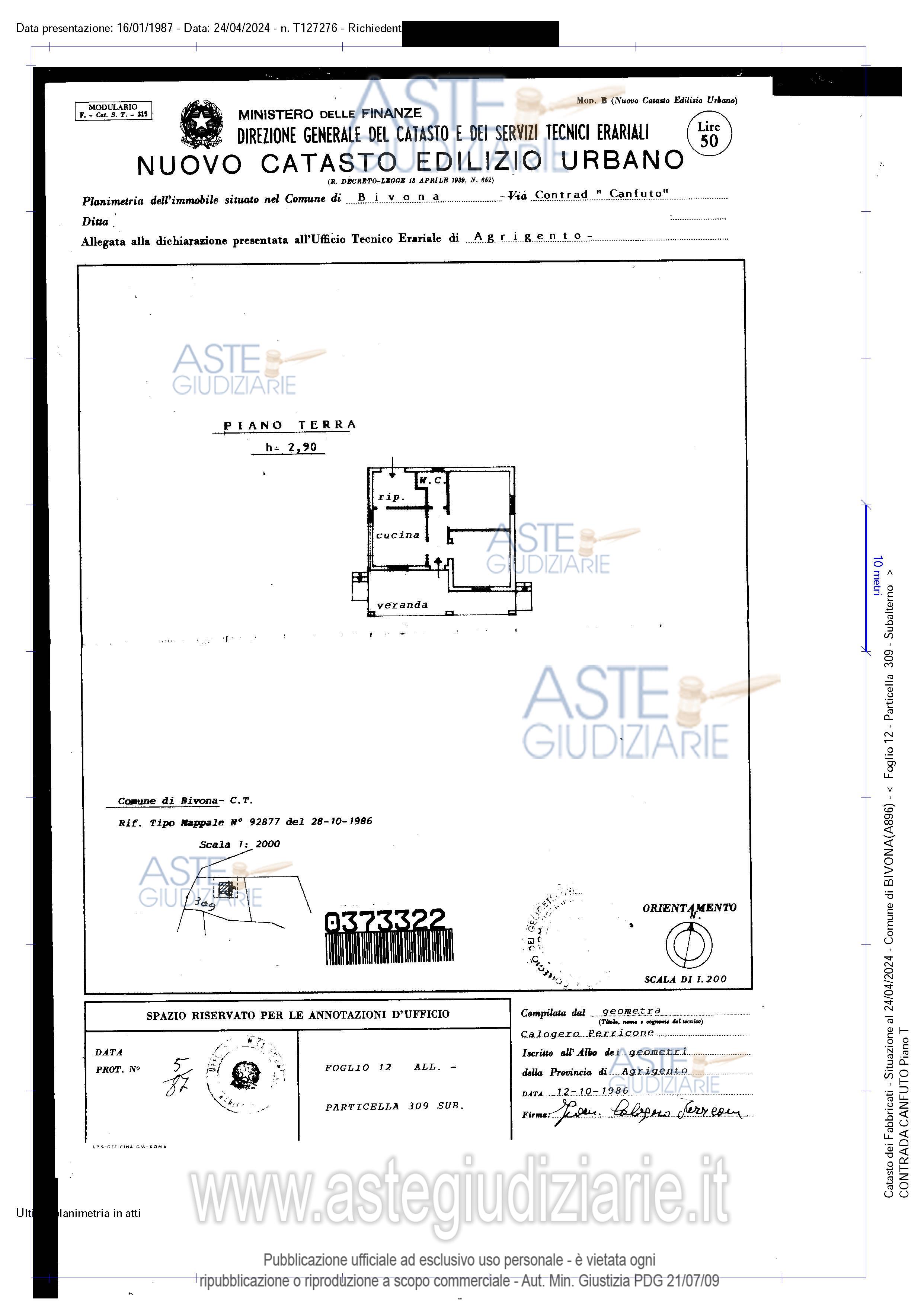 Planimetria del bene