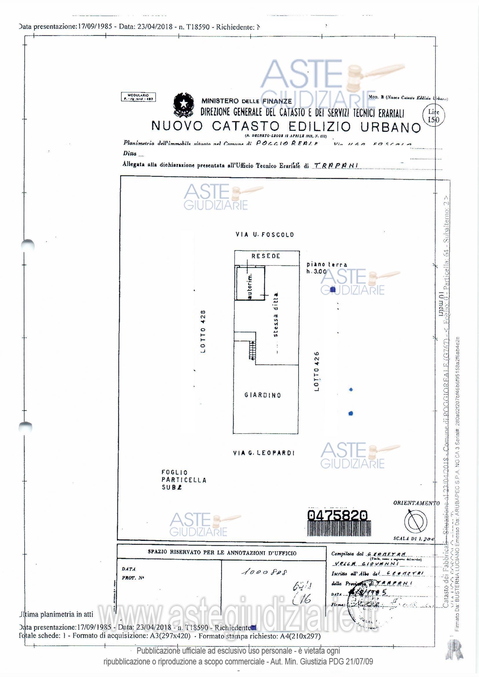 Planimetria del bene