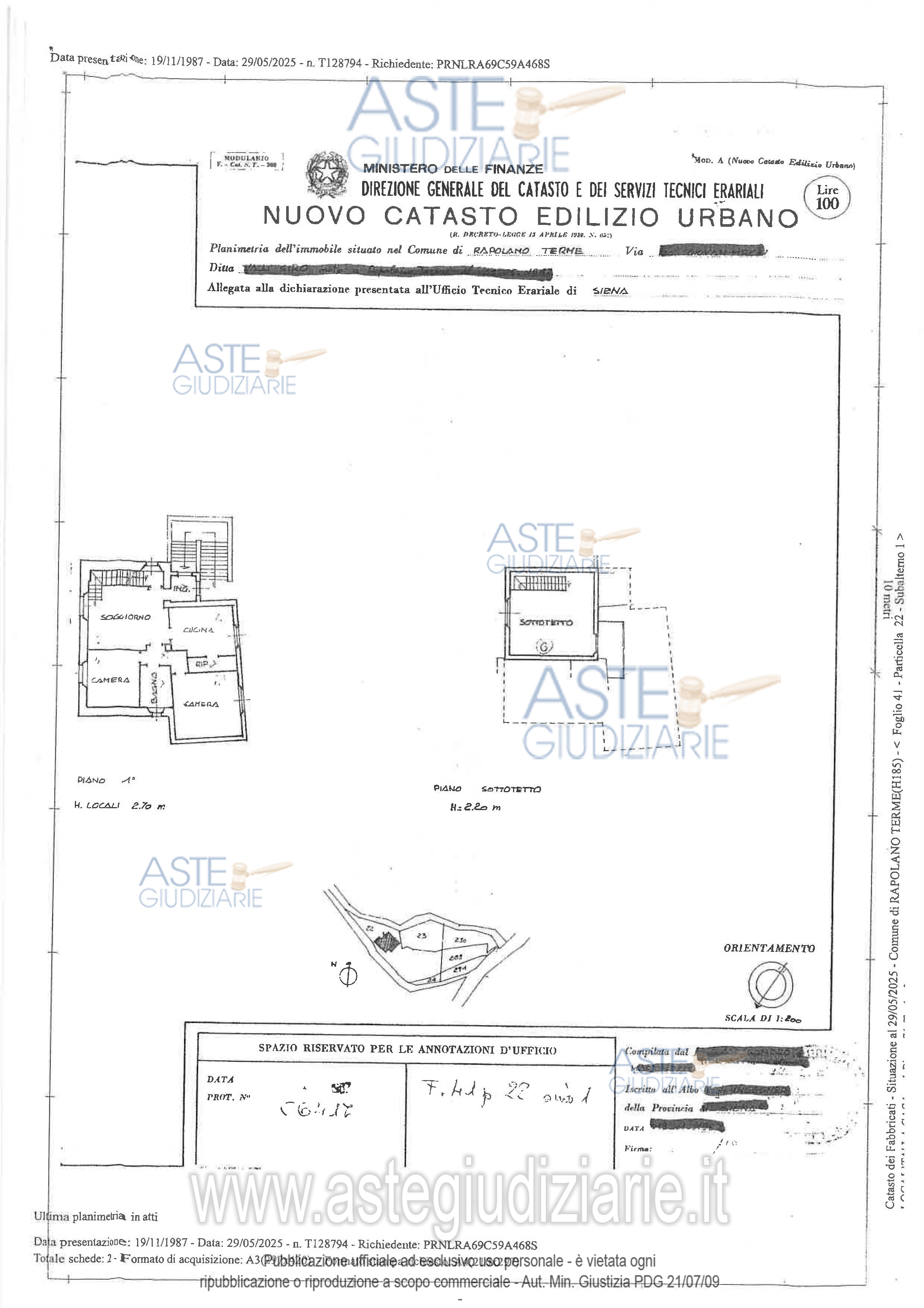 Planimetria del bene