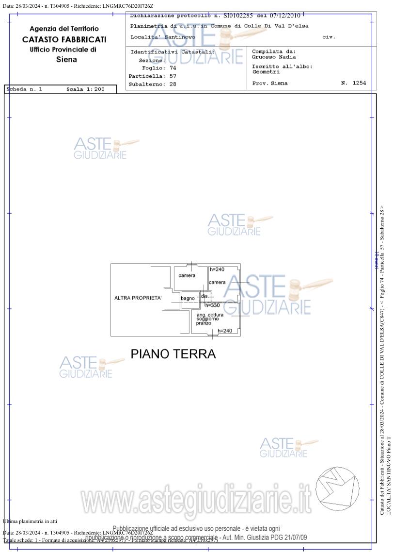 Planimetria del bene