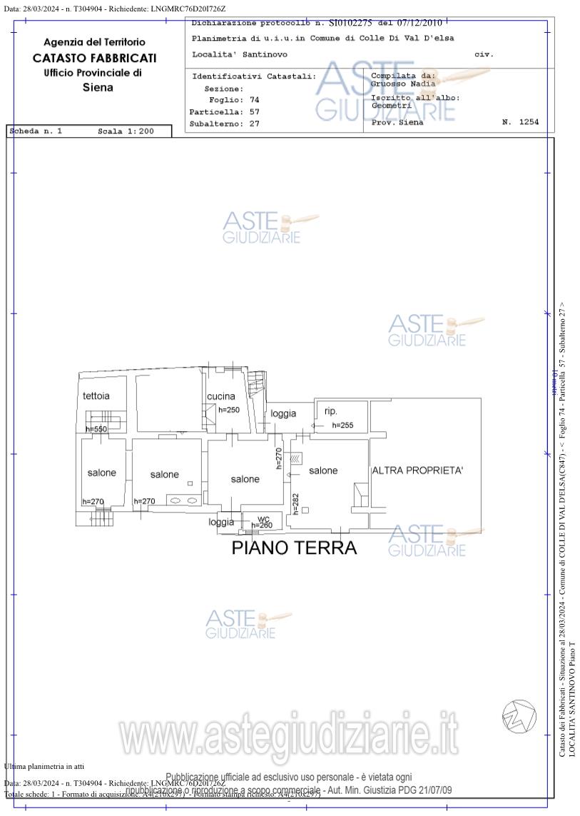 Planimetria del bene