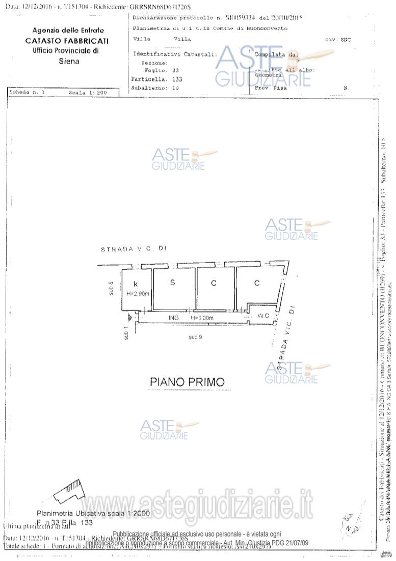 Planimetria del bene