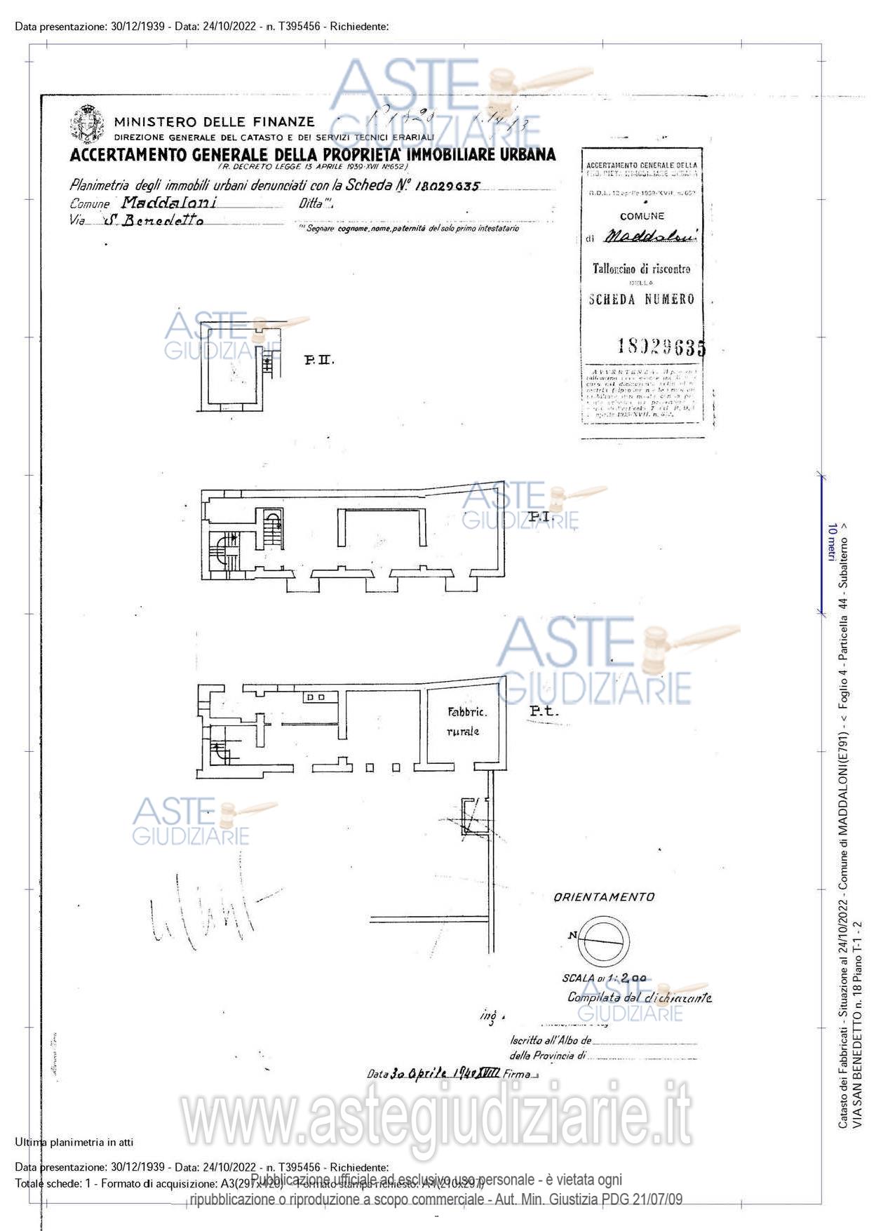 Planimetria del bene