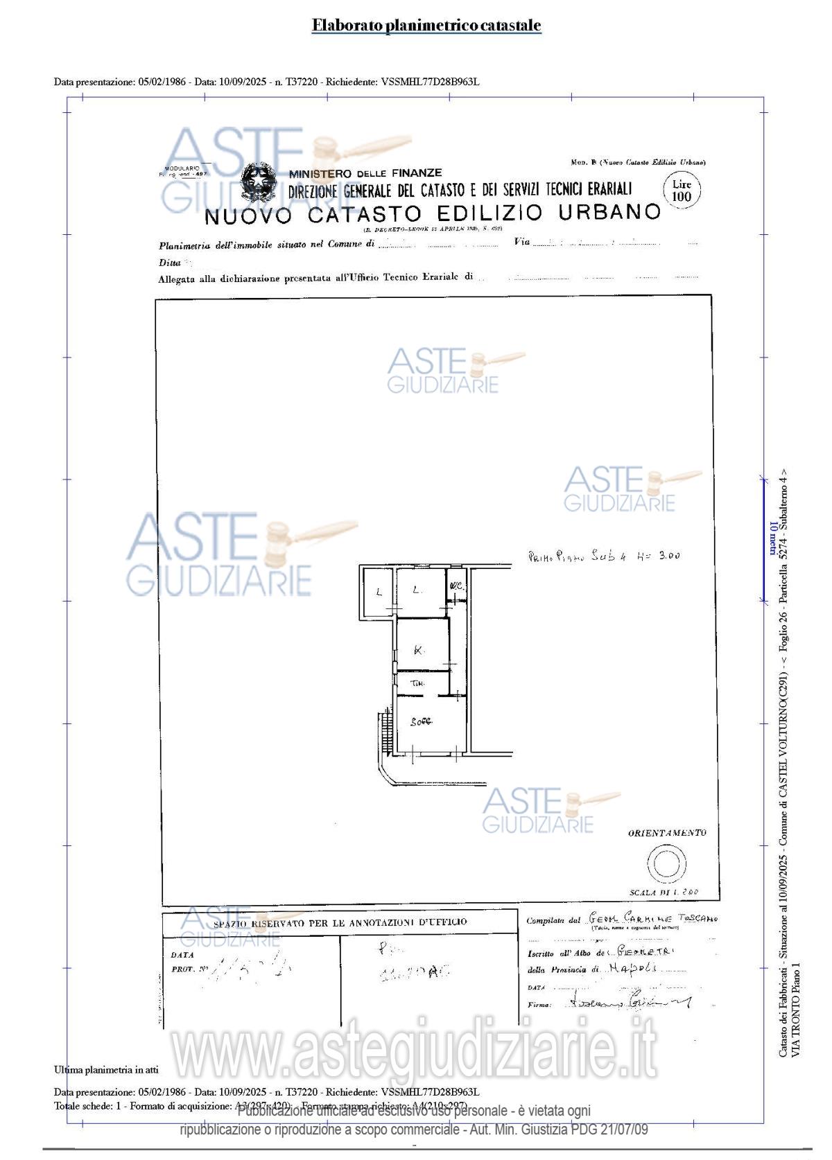 Planimetria del bene