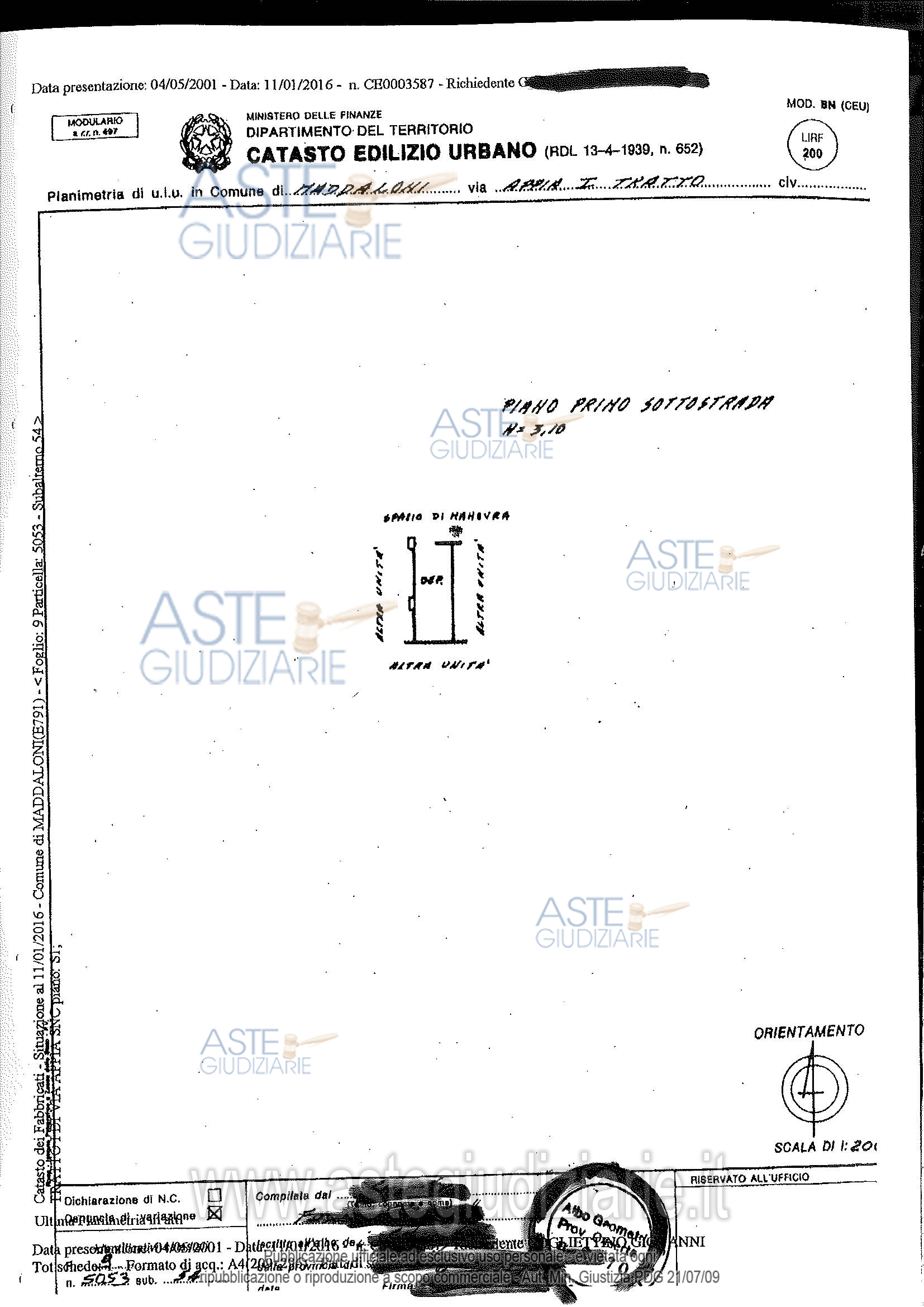 Planimetria del bene