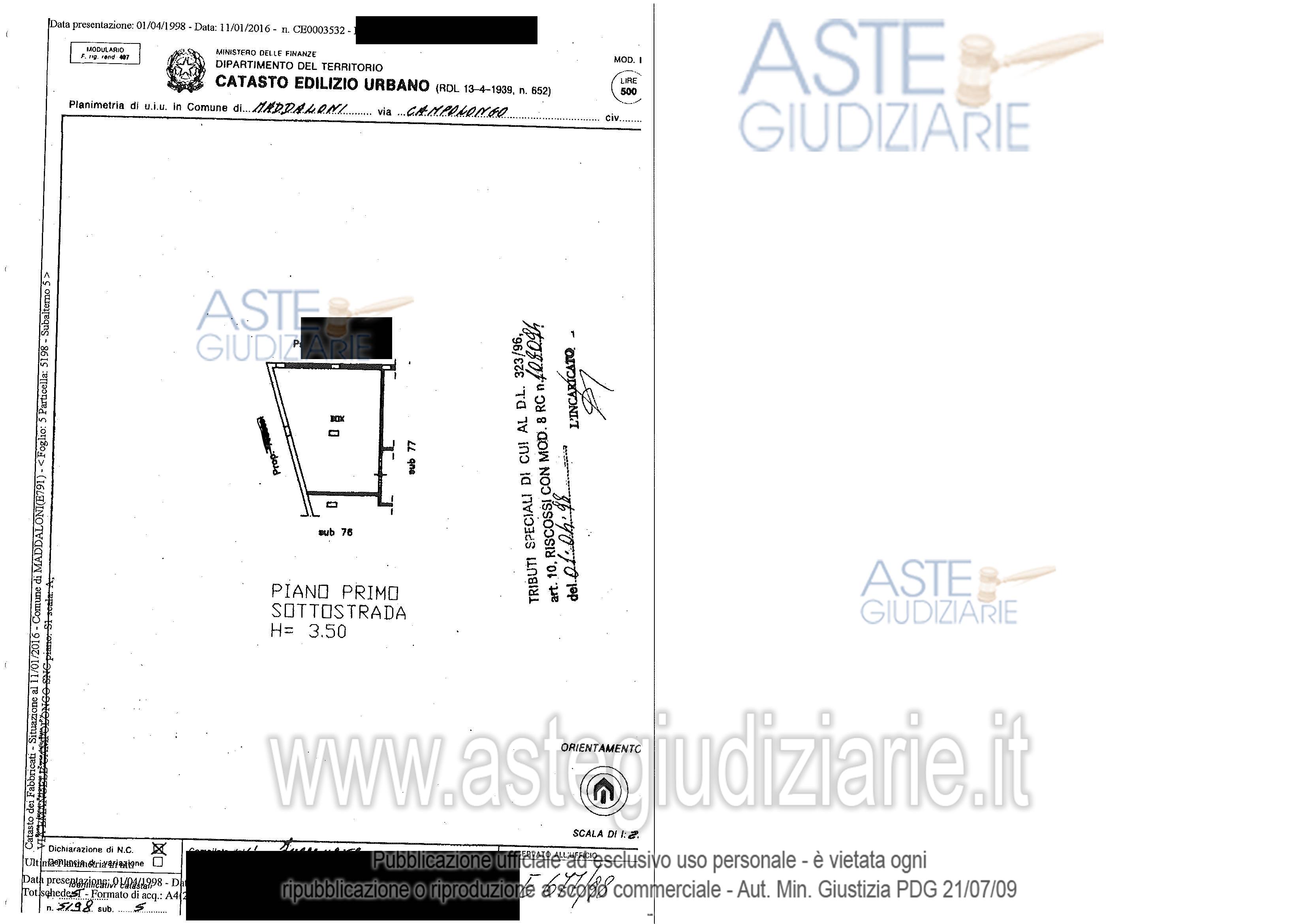 Planimetria del bene